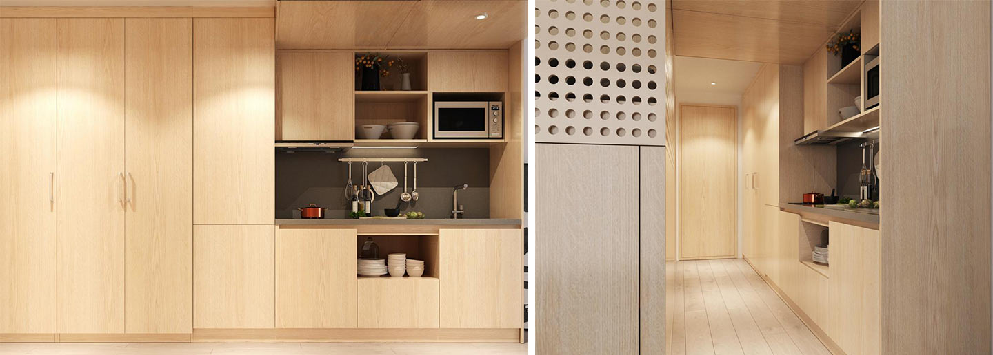 Light Wood Kitchen and Wardrobe Project in Mexico