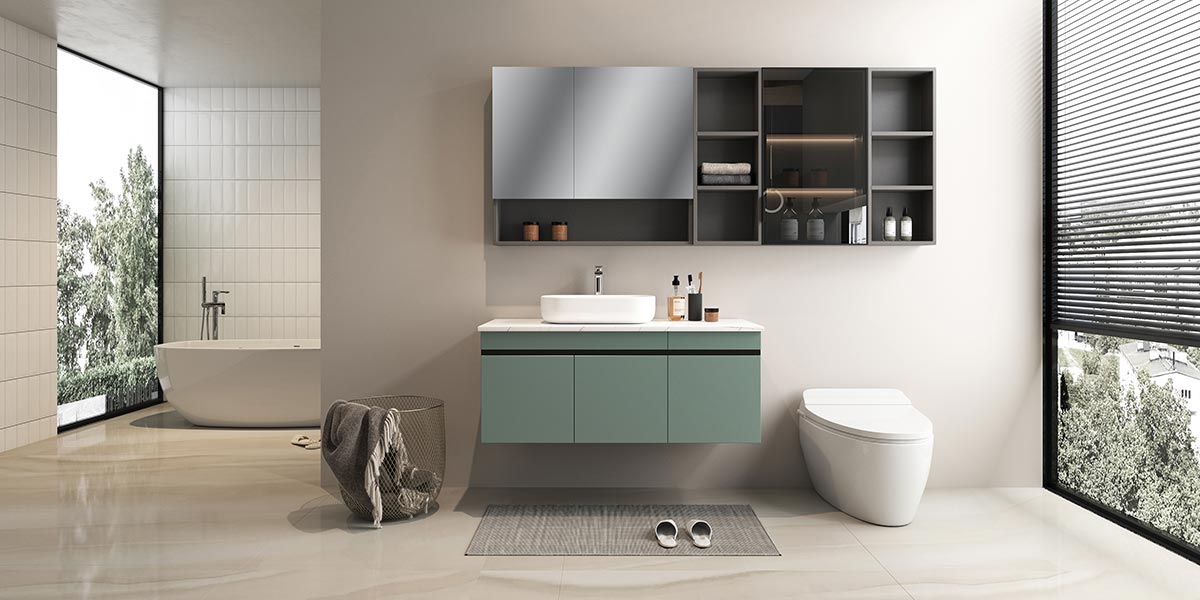 Mint Green Floating Vanity with Vessel Sink Mint Green Floating Vanity with Vessel Sink