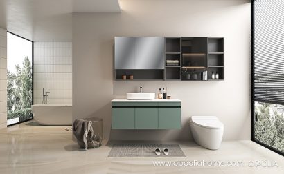 Mint Green Floating Vanity with Vessel Sink
