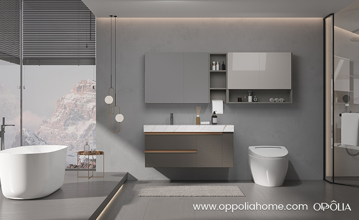 Scale Pattern Brown Bathroom Vanity