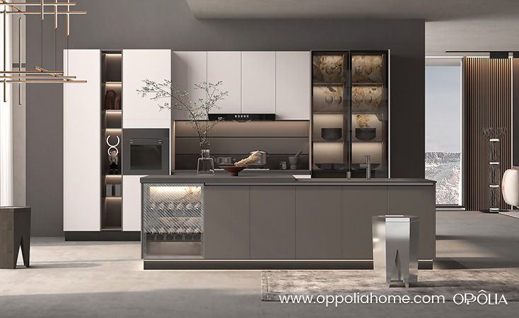 Two Tone Grey and White Kitchen Cabinets