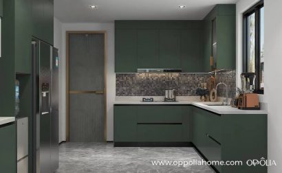 Painted Green J Pull Wet Kitchen