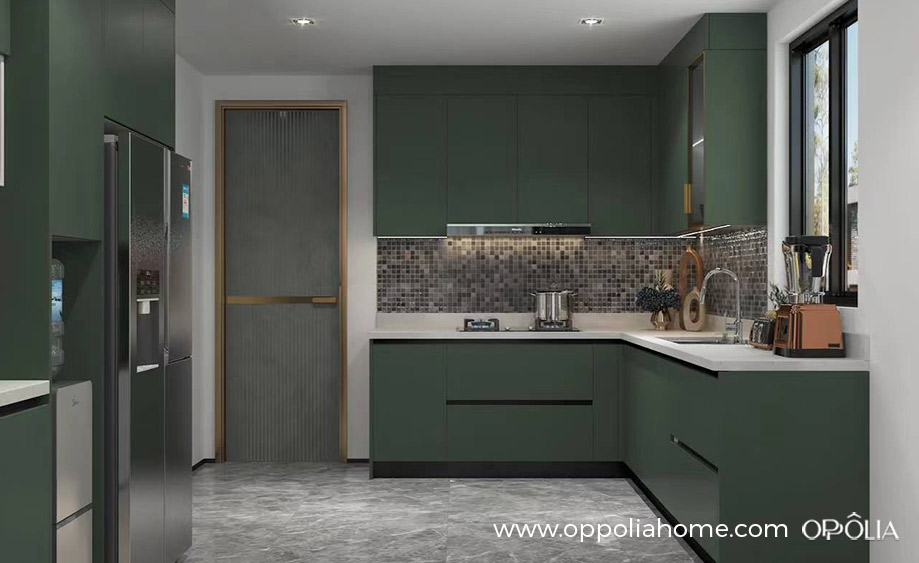 Painted Green J Pull Wet Kitchen