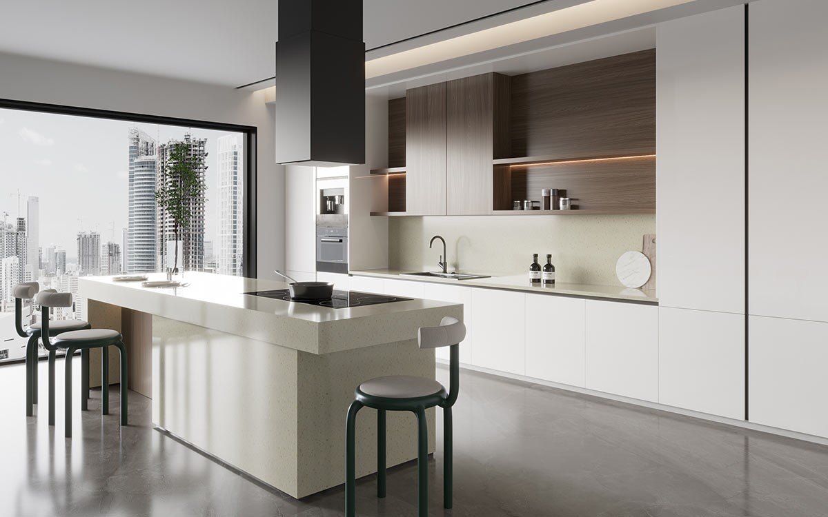 White and Timber Kitchen Warm Minimalist Design White and Timber Kitchen Warm Minimalist Design
