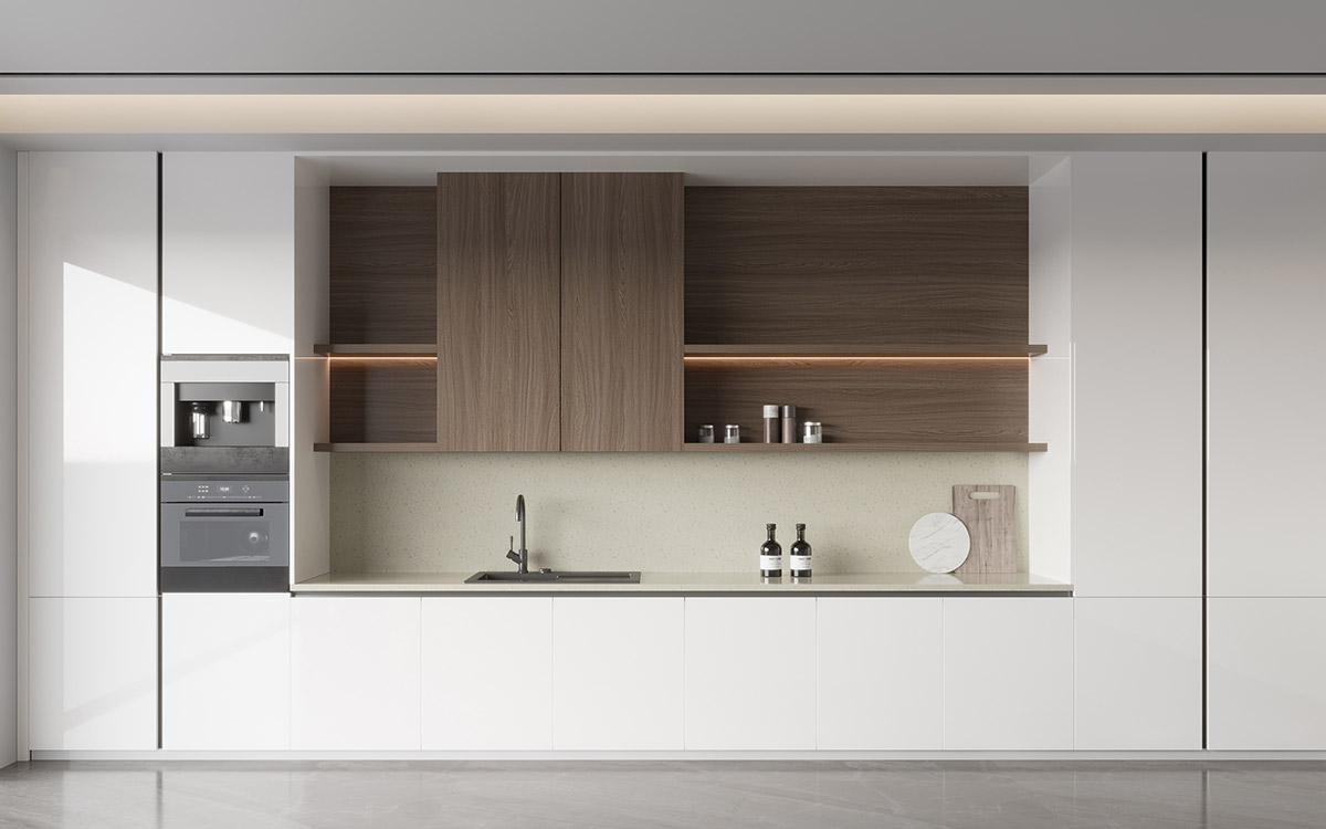 White and Timber Kitchen Warm Minimalist Design White and Timber Kitchen Warm Minimalist Design
