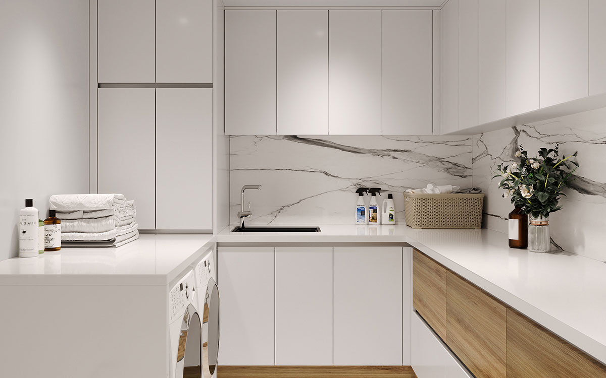 Custom White Laundry Cupboards Custom White Laundry Cupboards