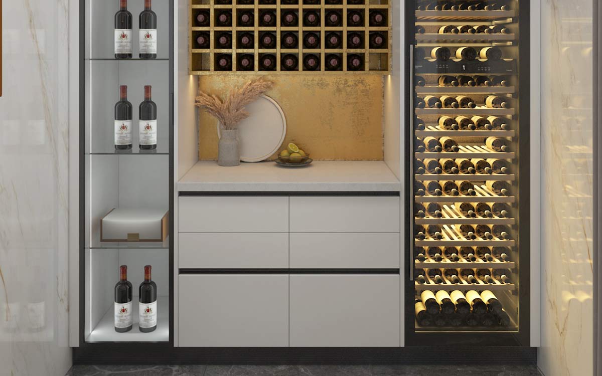 Custom Home Bar in White and Gold