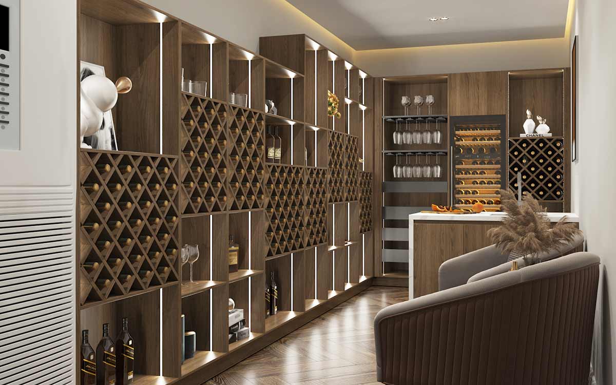 L Shaped Home Bar Wine cabinets