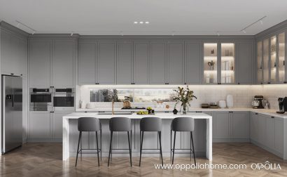 Light Grey Kitchen Cabinets Open Concept