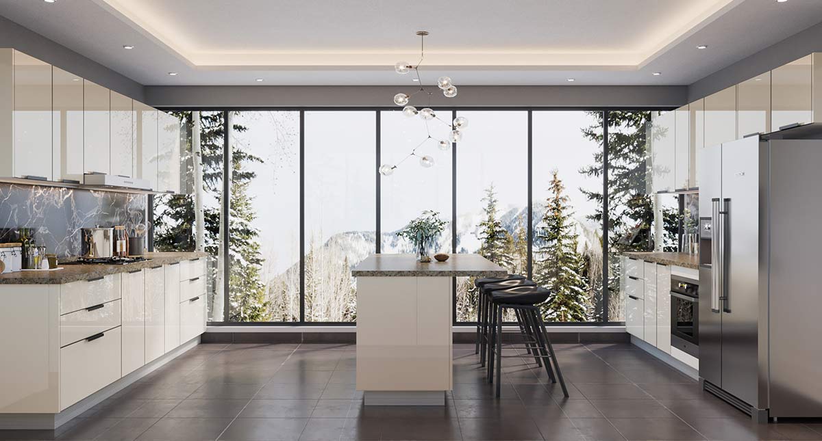 parallel kitchen with an island