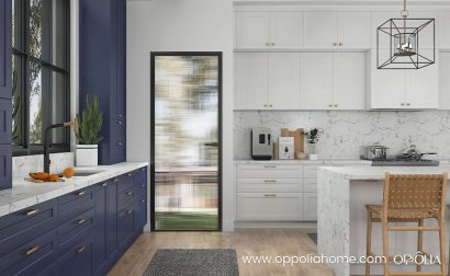 Two Tone Blue and White Kitchen Cabinets