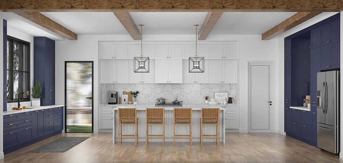 coastal-inspired kitchen island with seating