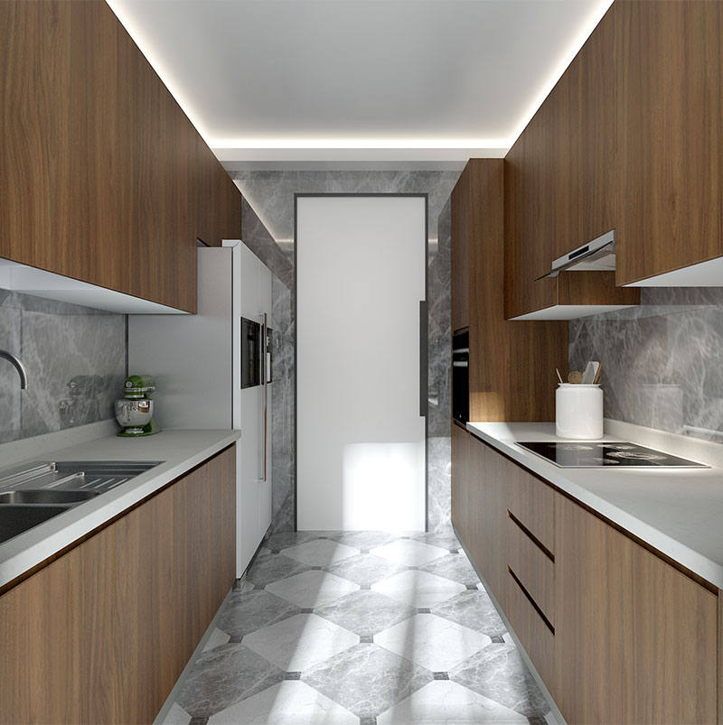 parallel kitchen for small space