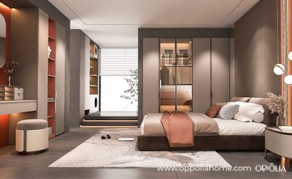 Melamine Wardrobe in Dark Beige Textured Finish