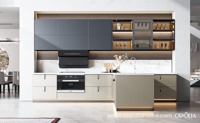 Thermofoil Cabinets Kitchen in T Shaped Layout