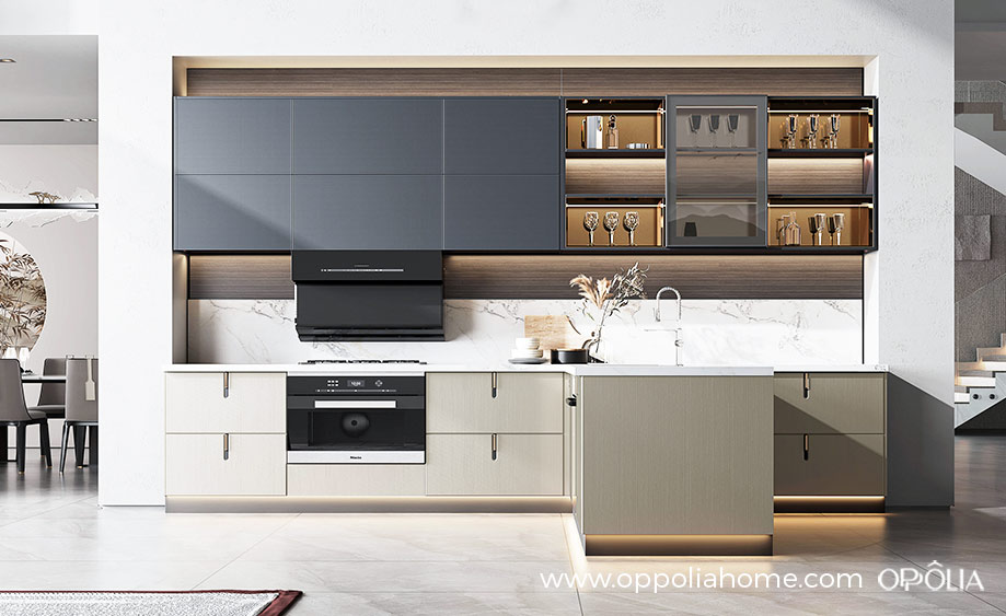 Thermofoil Cabinets Kitchen in T Shaped Layout