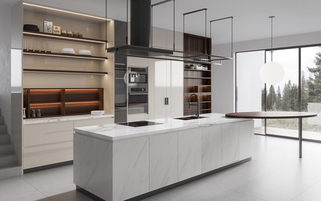 kitchen cabinets with open shelves