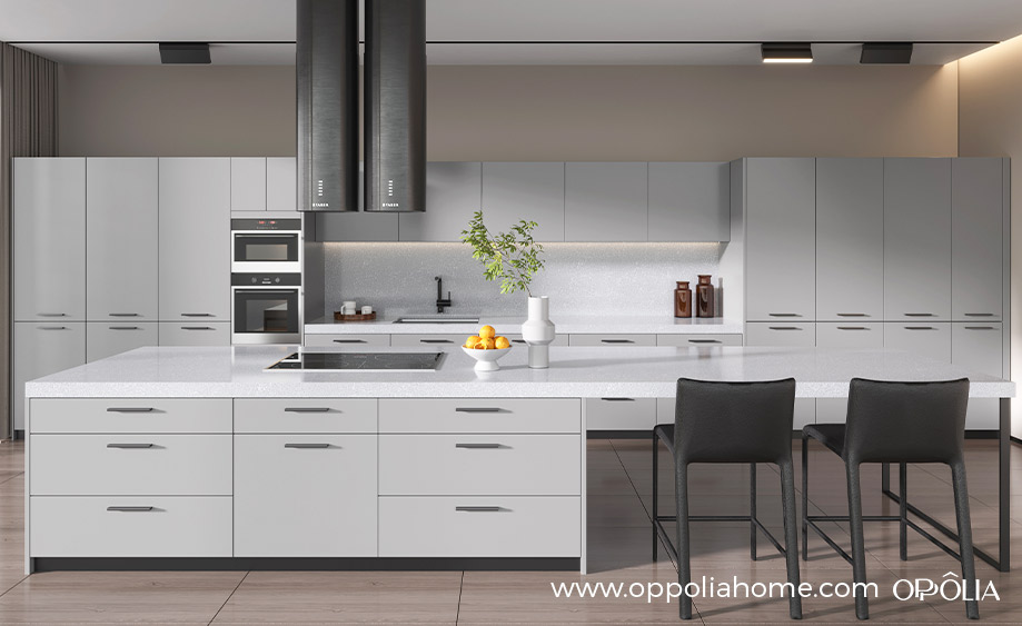 Flat Pack Cabinets in Matte Light Grey