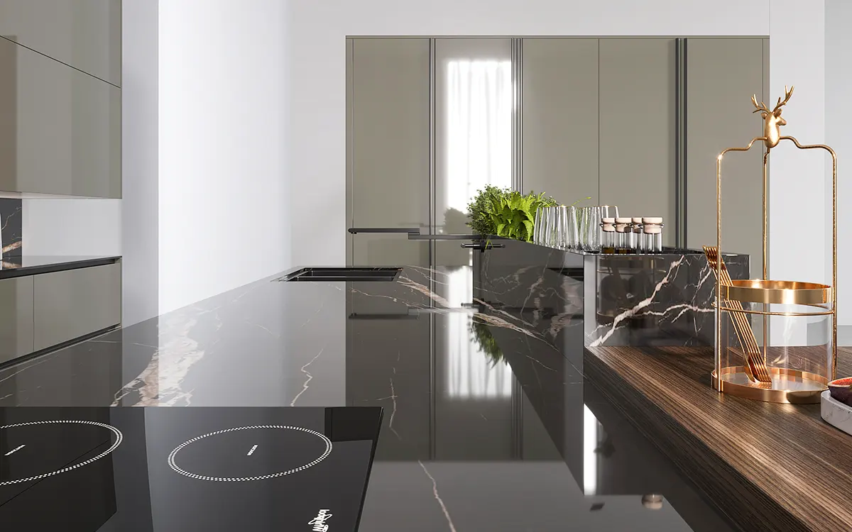 Luxury kitchen island marble countertops