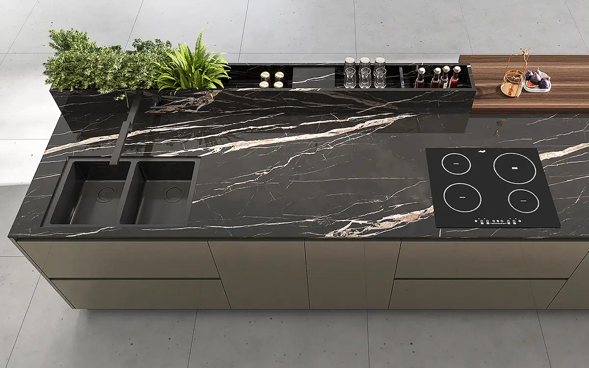 Luxury kitchen island marble countertops