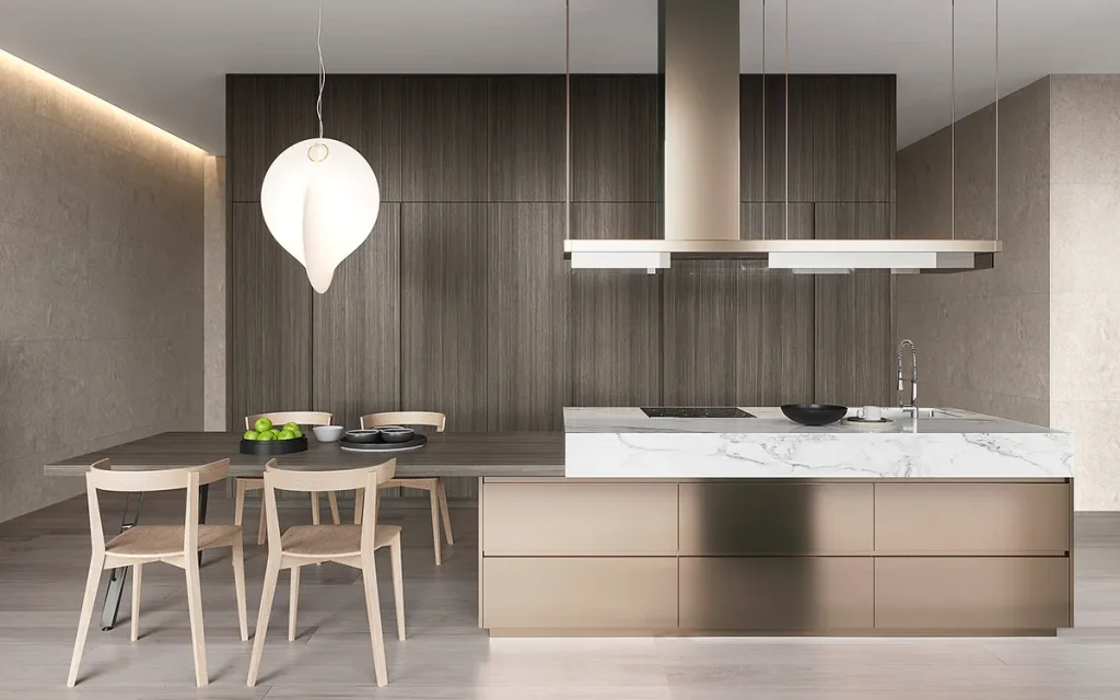 modern dark wood floor-to-celing high cabinets