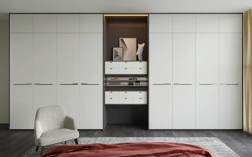 modern white and grey hinged designer wardrobe