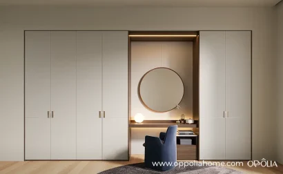 Light Grey Wardrobe in Leather Textured PVC Finish
