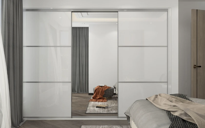 modern white sliding door wardrobe with mirror door