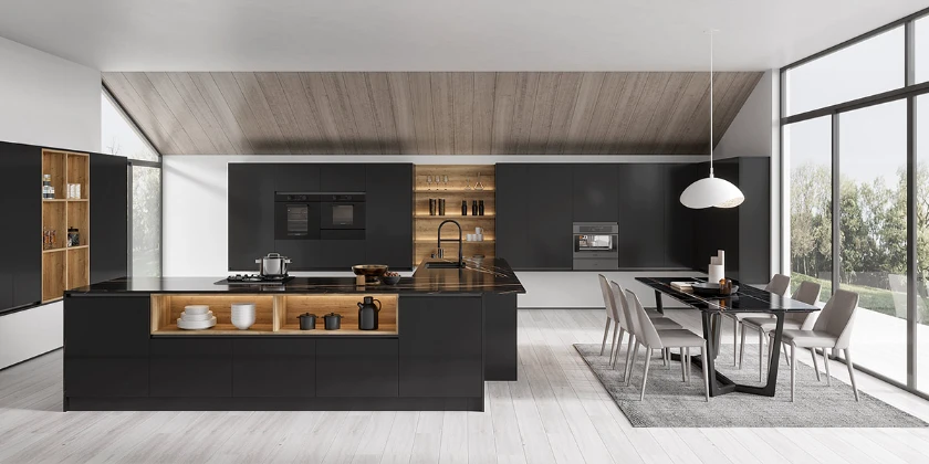 modern luxury black kitchen cabinets