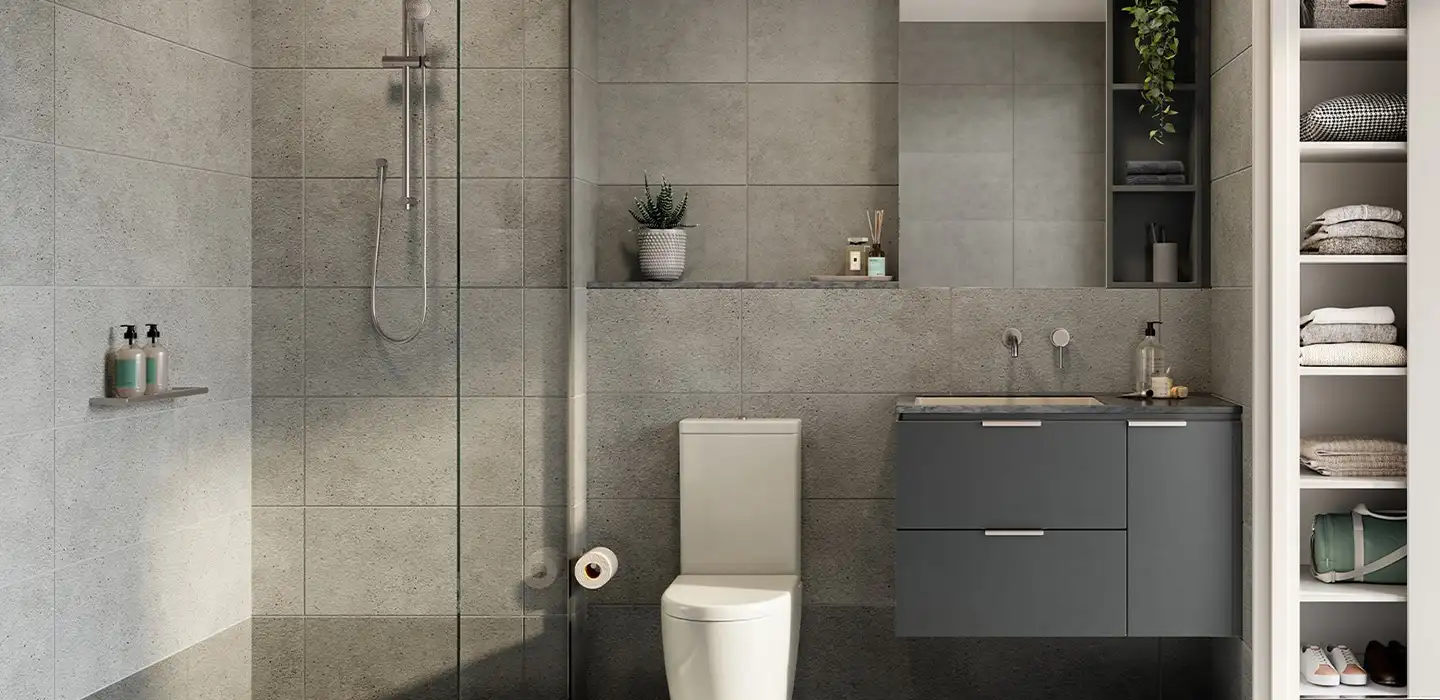 dark grey custom bathroom cabinets modern style