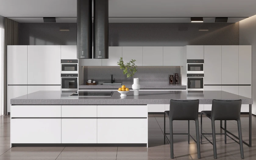 modern white MDF kitchen cabinets