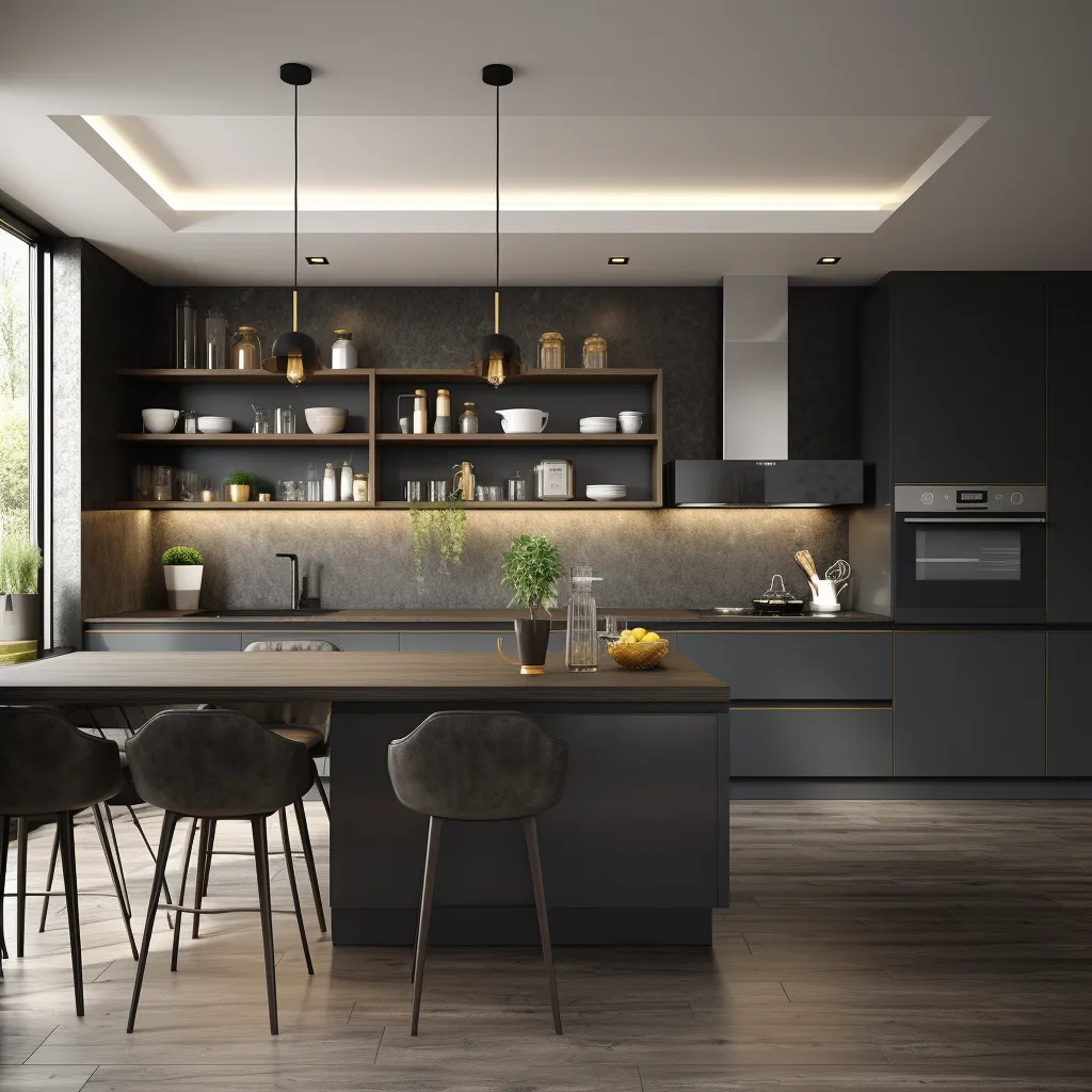 contemporary charcoal gray kitchen design