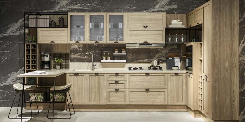 wood veneer shaker kitchen cabinets