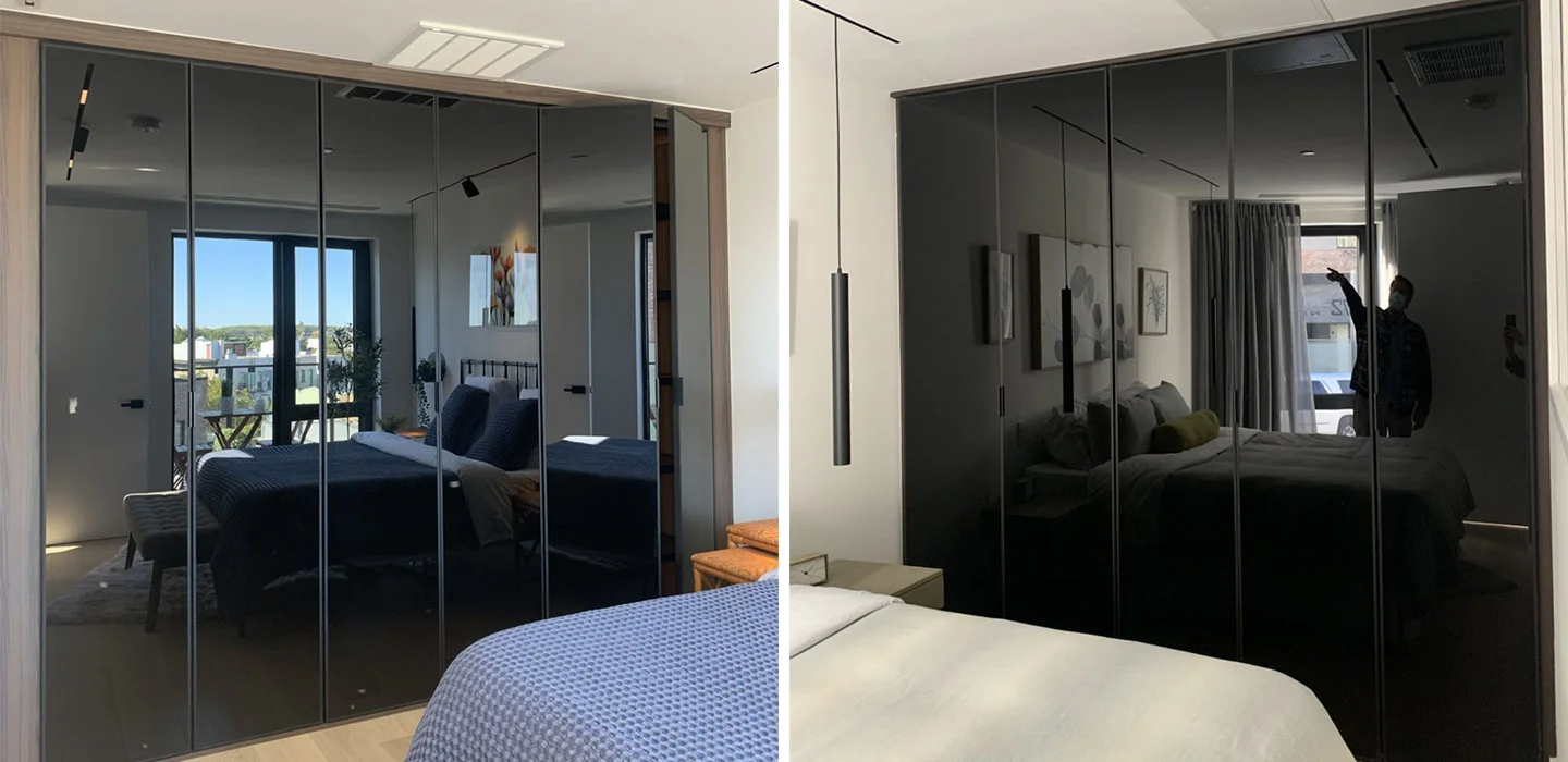 wardrobe with dark glass doors for luxury condominium project in New York