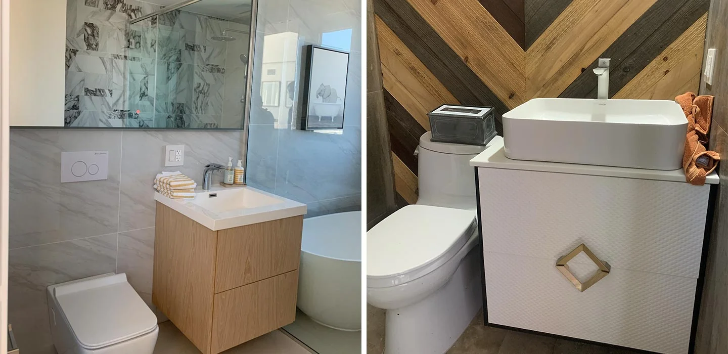 floating small bathroom vanity for luxury condominium project in New York