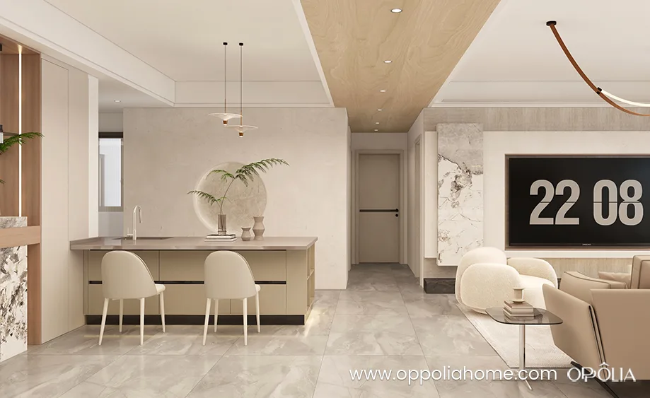 Modern Large Apartment Design in White and Wood