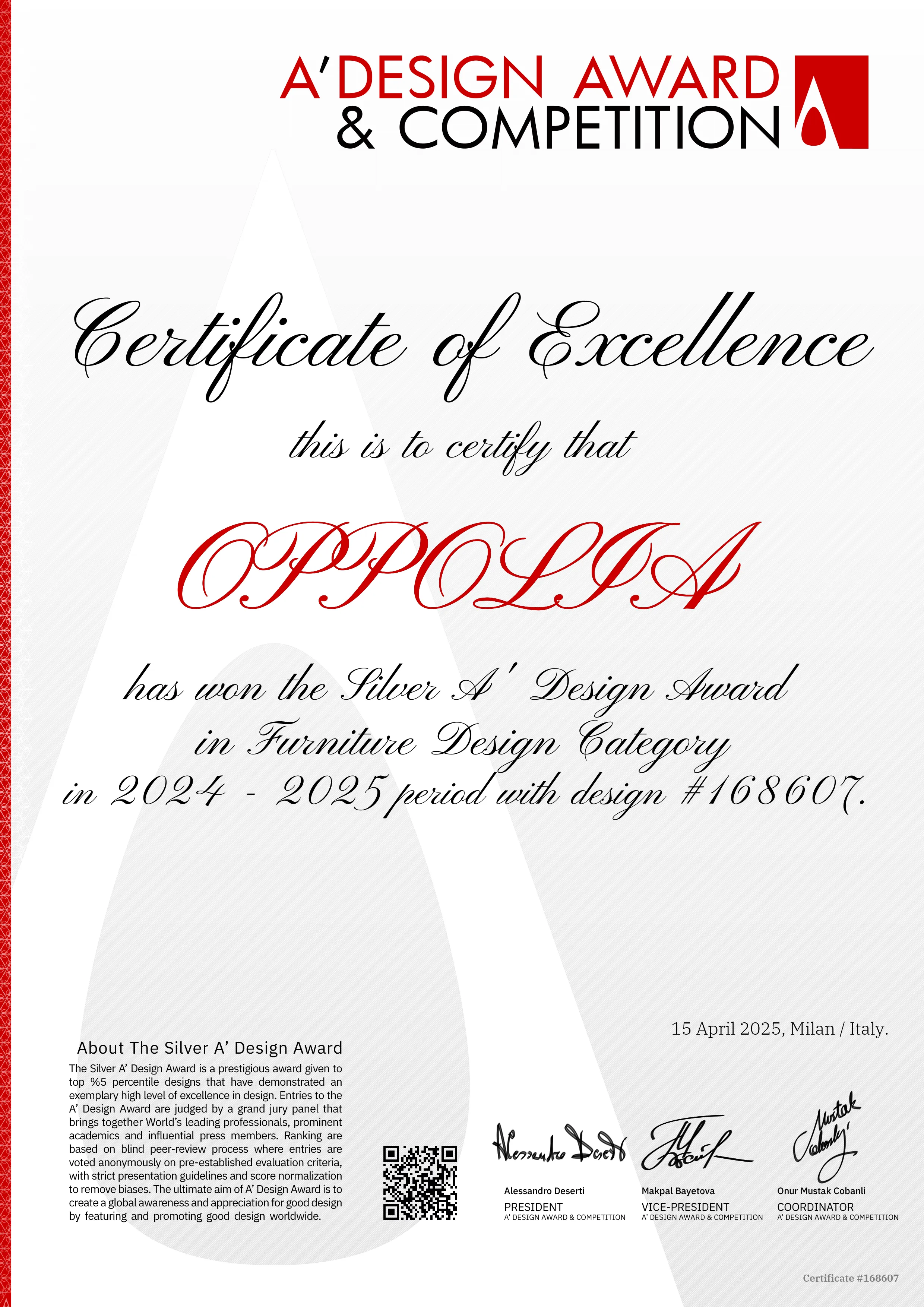 168607-certificate-24-25 A'DESIGN AWARD